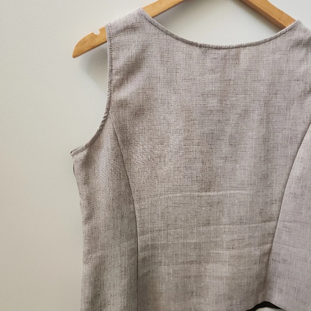 Perceptions Petite Size 10 Striped Tank Top Sleeveless Side Zipper Neutral